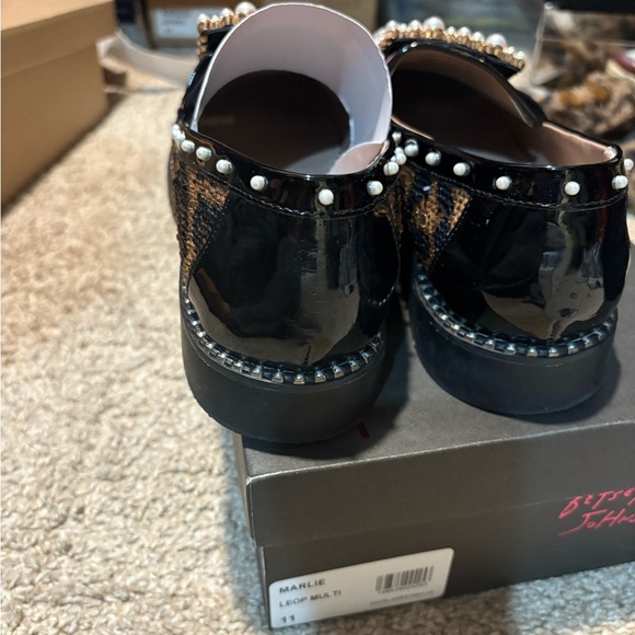 Betsey Johnson Leopard and Plaid Loafers with Pearl Buckle - Picture 5 of 5